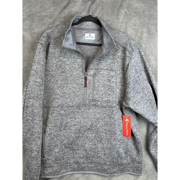 Hallstatt Men's Gray 1/4 Zip Fleece Pullover Jacket Chest Zip Pocket NWT Size XL - Picture 4 of 12